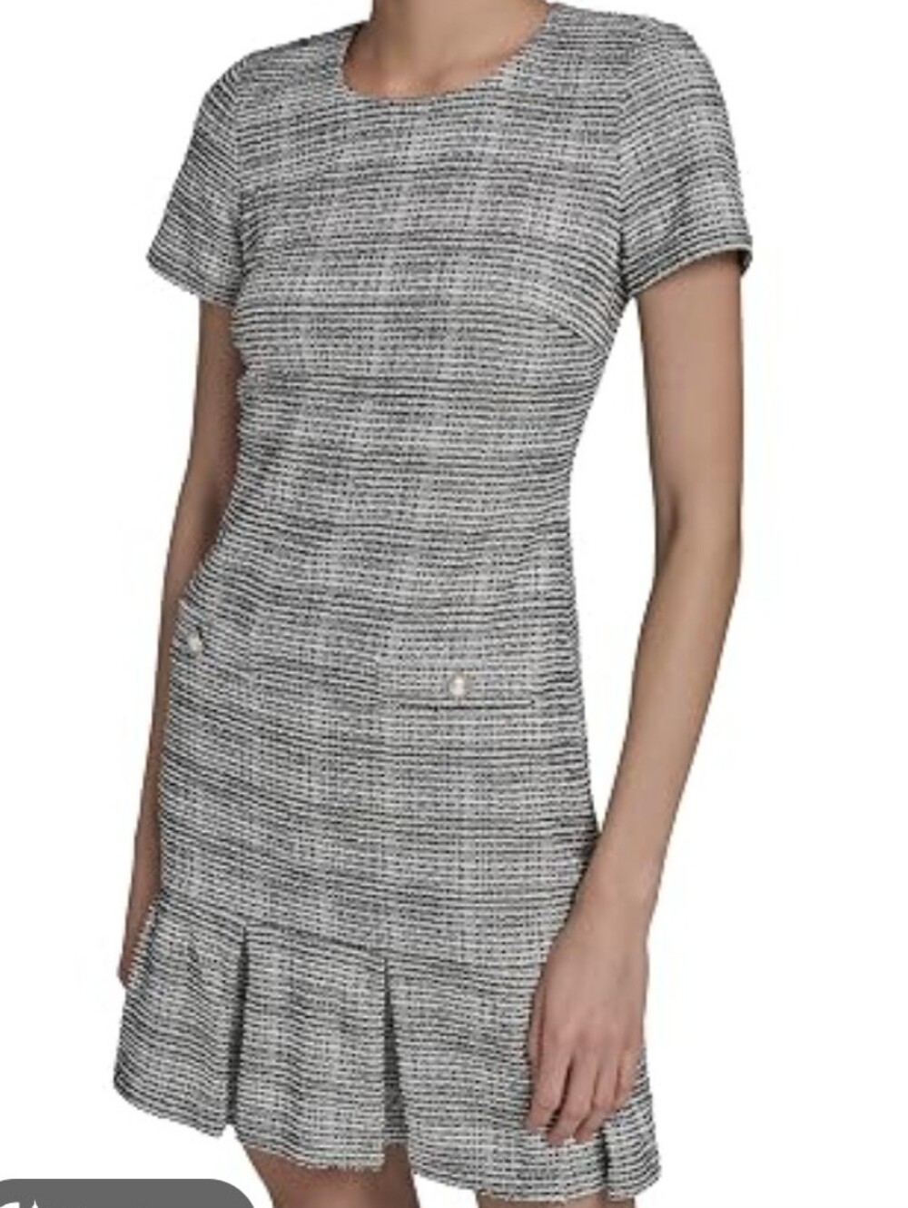 NWT Karl Lagerfeld Tweed Short Sleeve Black/White Dress, Sz. 16.